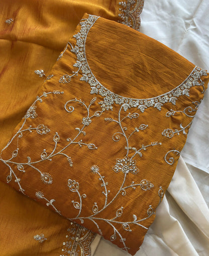 KC Yellow Silk Straight Suit For Women Heavy Embroidery Work