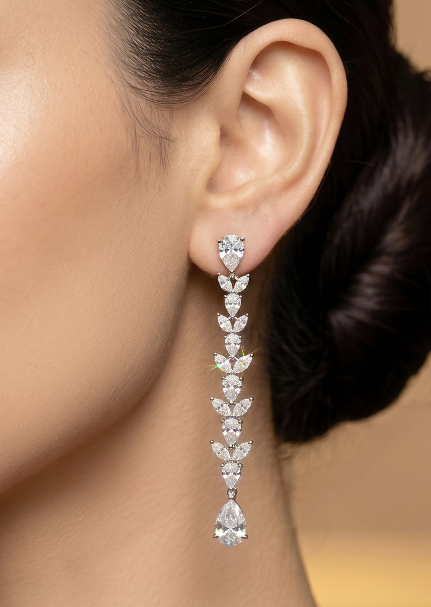 Floral Motif Zirconia Earrings