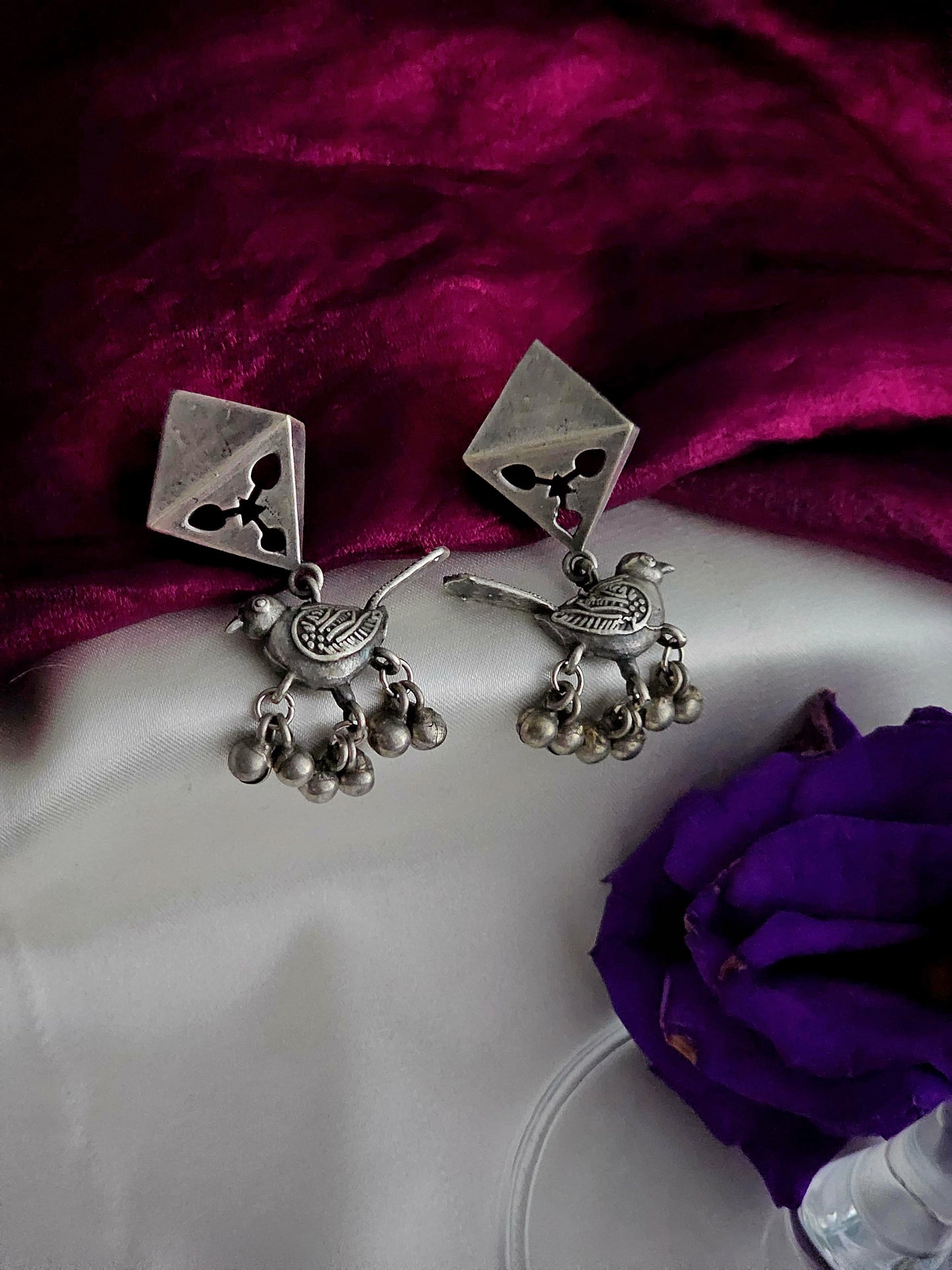 Women Silver Contemporary Drop Earrings